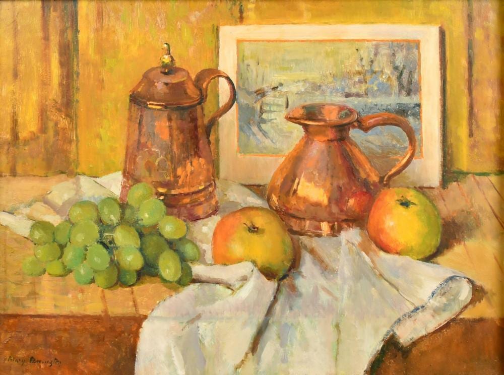 Mary Remington comparable auction result: mary remington 1910 2003 british apples and grapes on the table oil on board signed 15 5 x 21 39 x