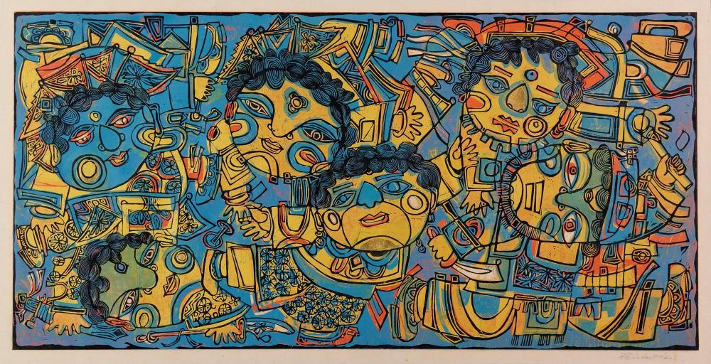 Hao Wu comparable auction result: wu hao 1931 2019 childen games 1970 xilografia di cm 47 5x96 5 su carta di cm 52x100 es 7 20