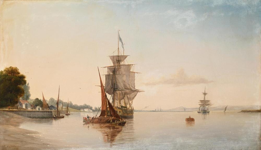 Walter (1860) West comparable auction result: joseph walter british 1783 1856 a view of pill on the avon with the bristol channel and the welsh
