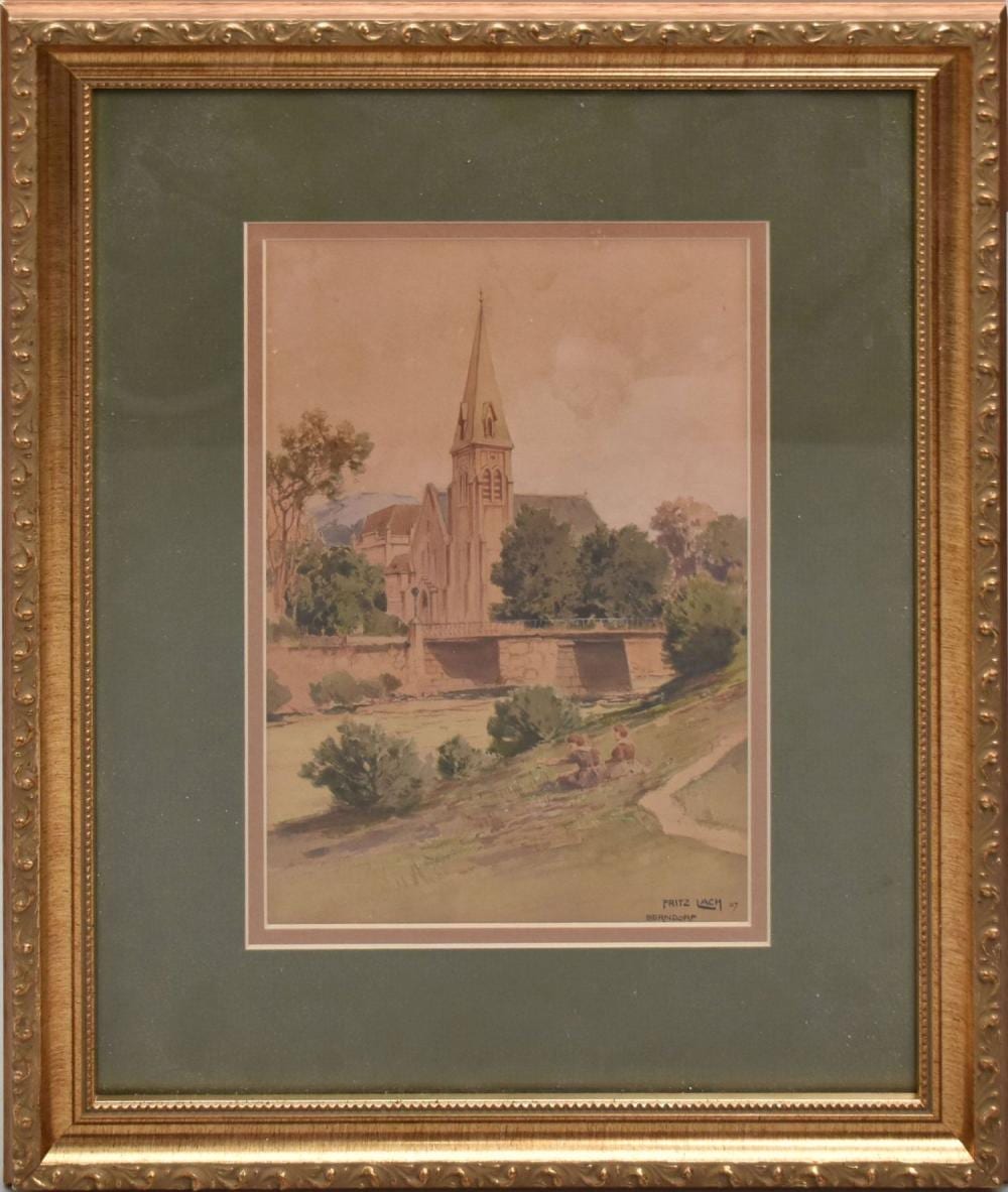 Fritz Lach comparable auction result: fritz lach austrian 1868 1933 watercolor architectural landscape of cathedral signed fritz lach 07 berndorf at lower right approx 10 x 7 sight 18 x 14 overall