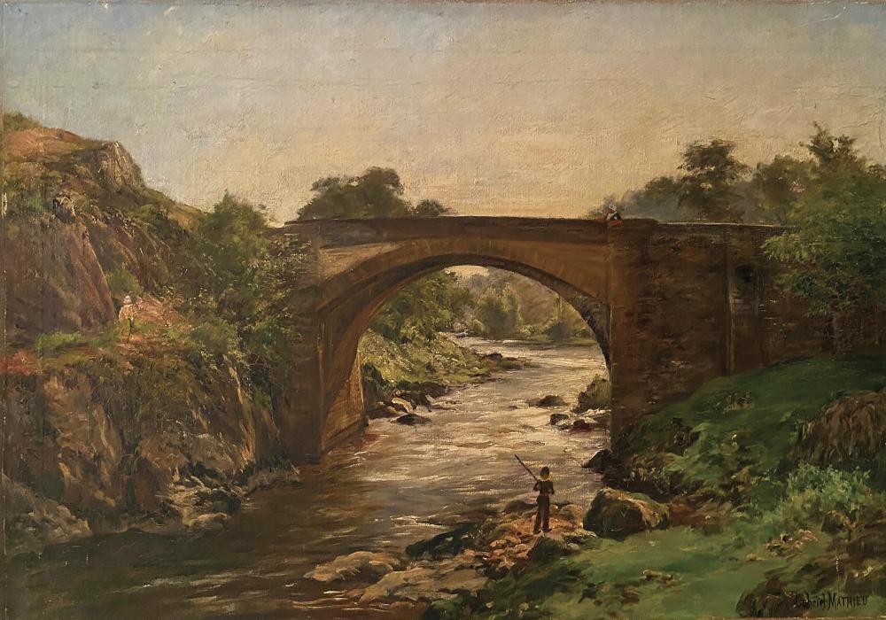 Gabriel Mathieu comparable auction result: gabriel mathieu 1843 1921 p cheur en bord de rivi re