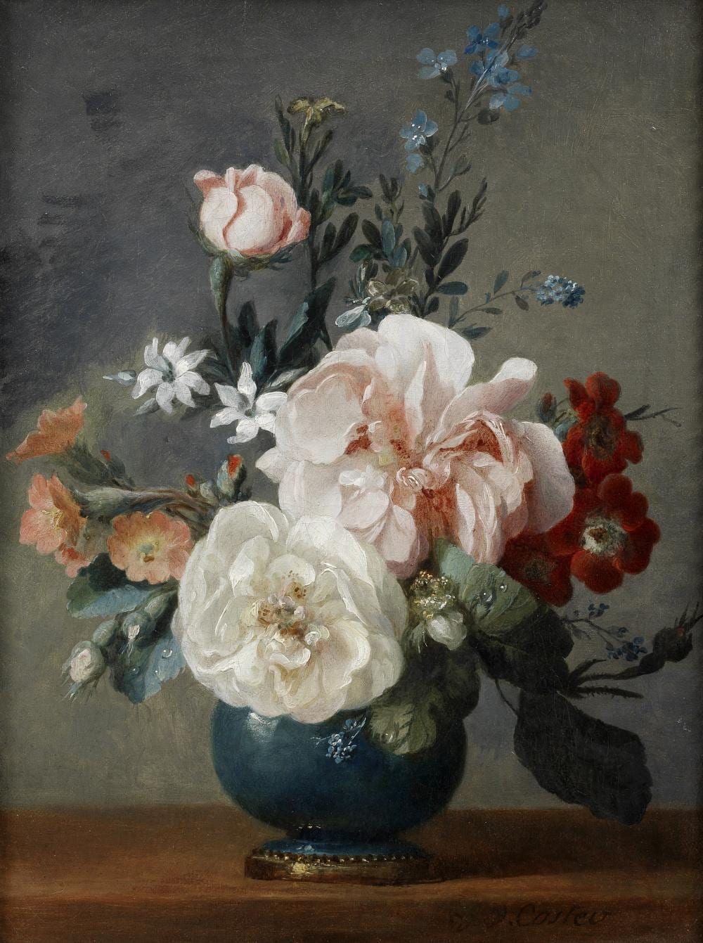 Anne Vallayer-Coster comparable auction result: anne vallayer coster paris 1744 1818 roses orange blossom and other flowers in a blue vase