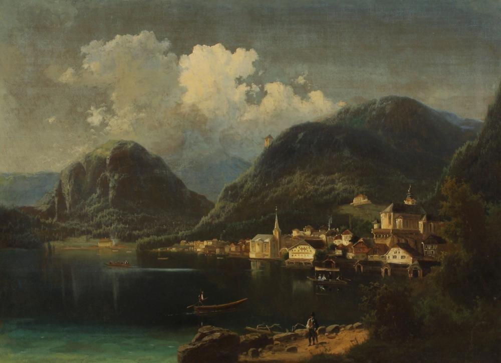 J. W. Jankowsky comparable auction result: johann wilhelm jankowsky 19th c lakeside village