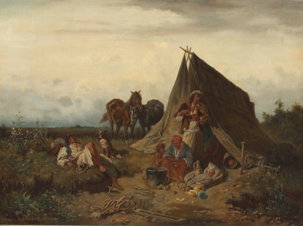 Adolf van der Venne comparable auction result: adolf van der venne d 1911 painting rural camp