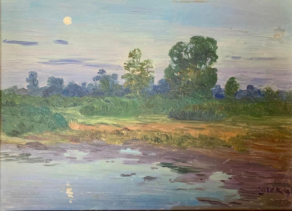 Stanislav Lolek comparable auction result: stanislav lolek czech 1873 1936 moonlit landscape oil on panel framed 9 3 4 x 12 3 4 actual 10 3 8 x 14 1 8 frame