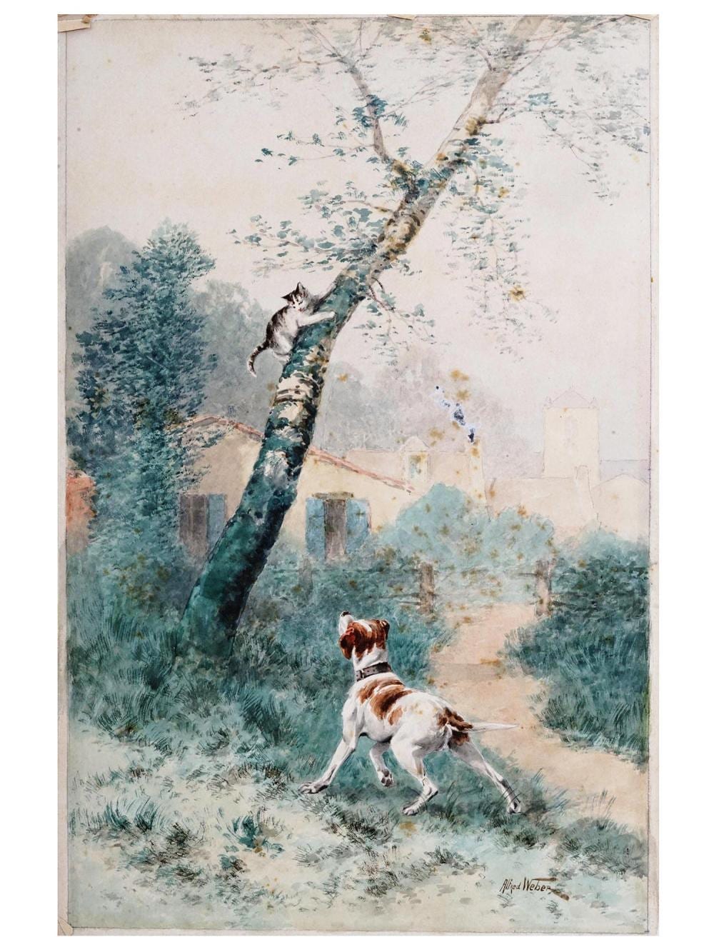 Alfred Weber comparable auction result: french genre watercolor painting by alfred weber