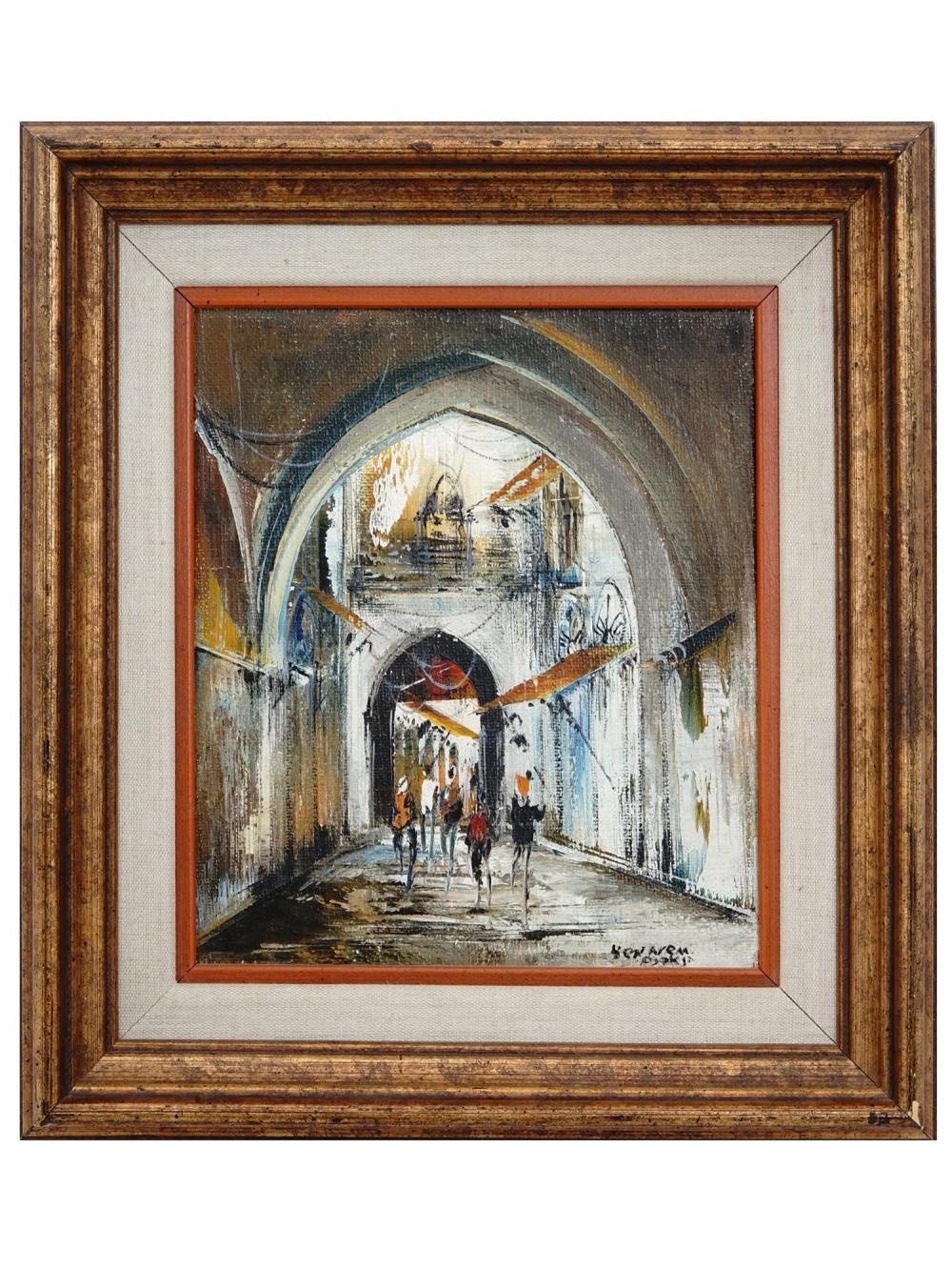Ben  Avram comparable auction result: judaica jerusalem view oil painting by ben avram