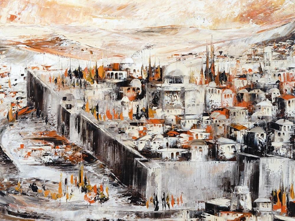 Ben  Avram comparable auction result: judaica jerusalem view oil painting by ben avram