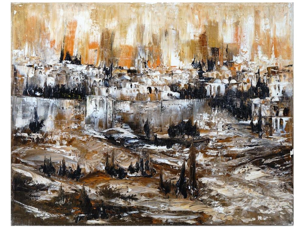 Ben  Avram comparable auction result: judaica jerusalem view oil painting by ben avram