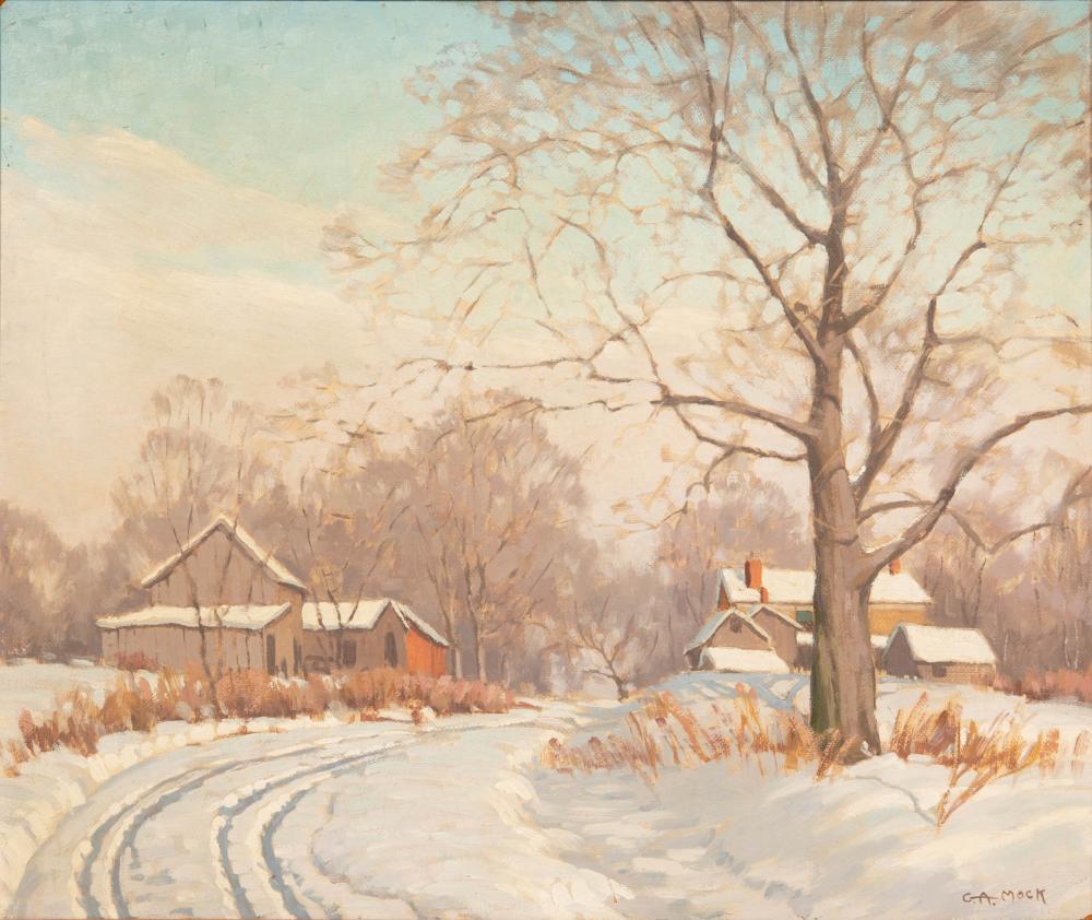 george andrew mock american 1886 1958 winter in indiana · Oakridge Auction Gallery · 2022-12-15 George Andrew Mock comparable auction result: george andrew mock american 1886 1958 winter in indiana