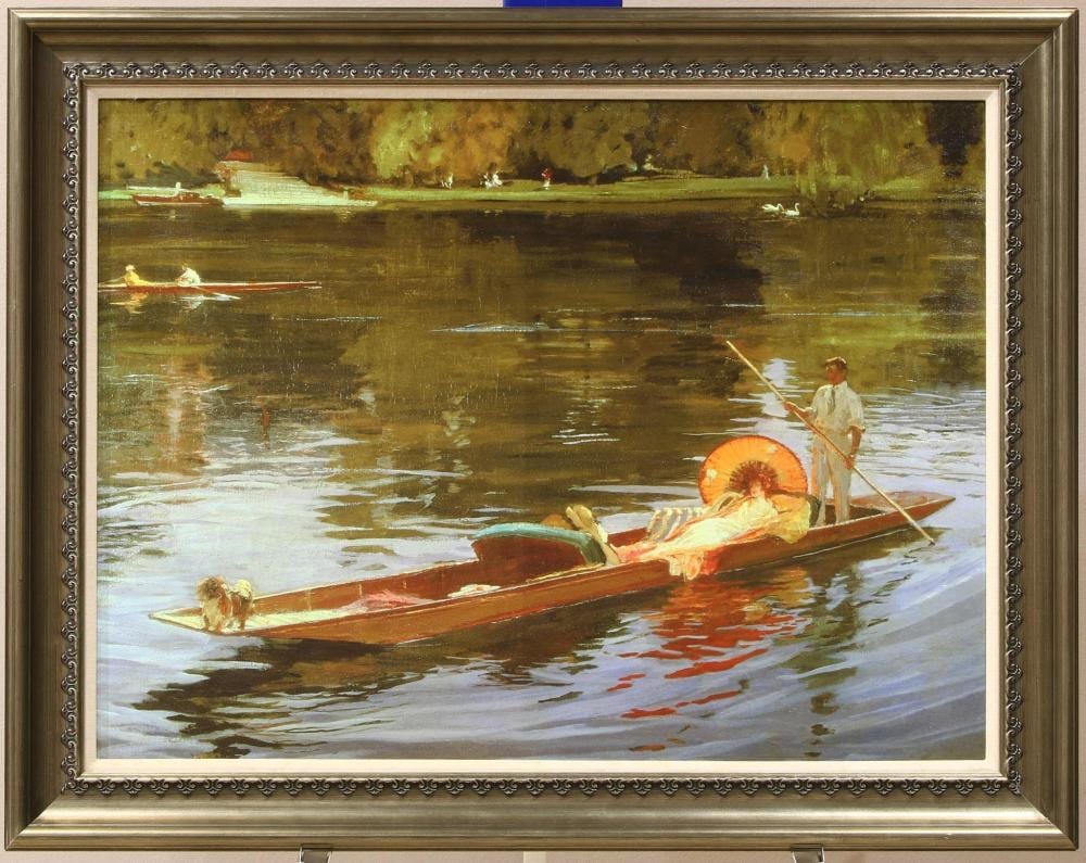 John Lavery comparable auction result: john lavery print on canvas boating on the thames
