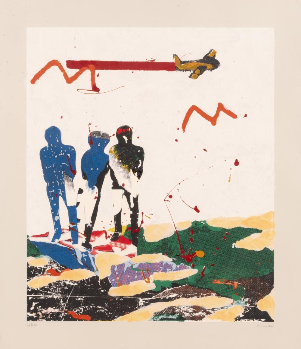 Giorgio Chiesi comparable auction result: giorgio chiesi reggio emilia 1941 composizione con figure serigrafia materica cm 80x70 con cornice cm 87x77