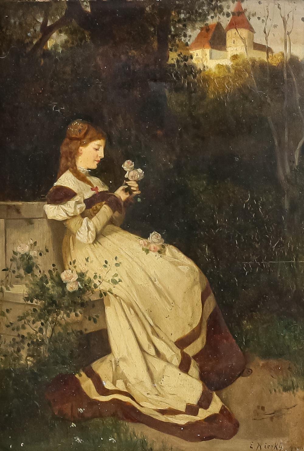 Eduard Niczky comparable auction result: eduard niczky oil on board portrait of a woman