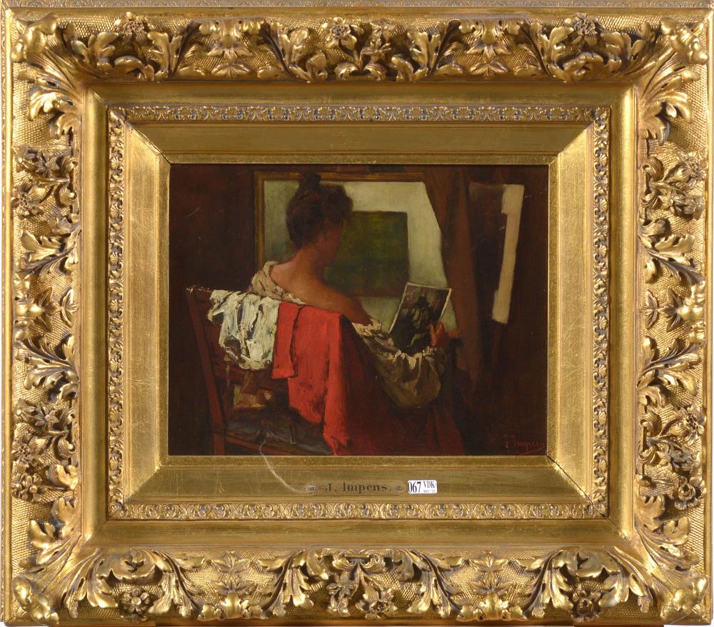 Josse Impens comparable auction result: huile sur panneau el gante dans l atelier du pein