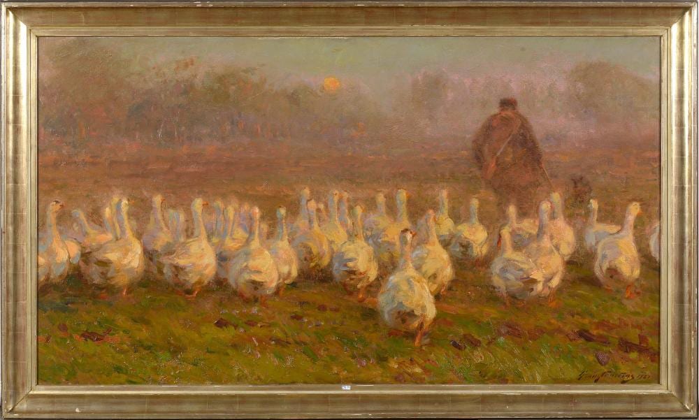 Frans Courtens comparable auction result: huile sur toile derniers rayons sign en bas
