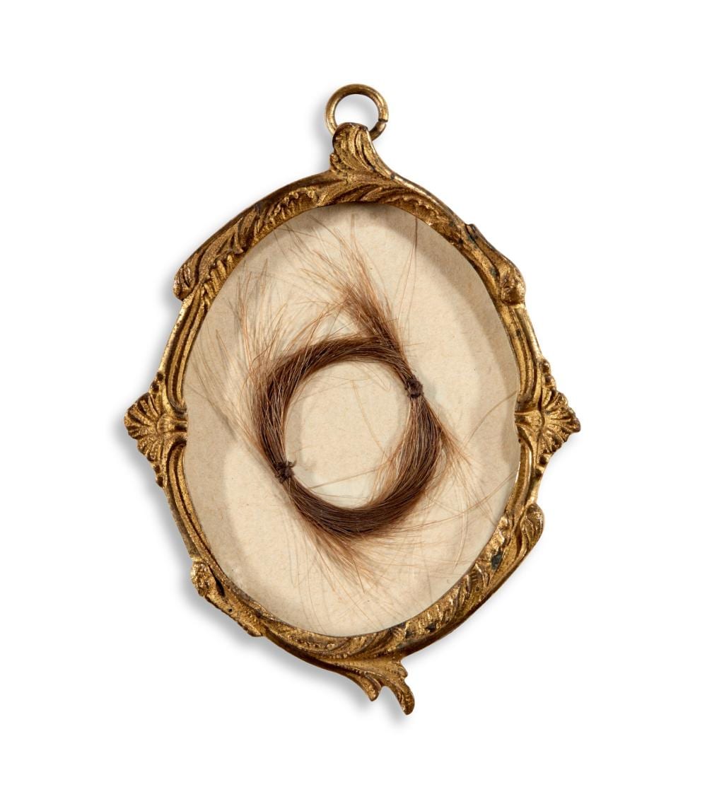 Emanuel de la Villéon comparable auction result: emma lady hamilton a lock of her hair said to be hers 1790 91