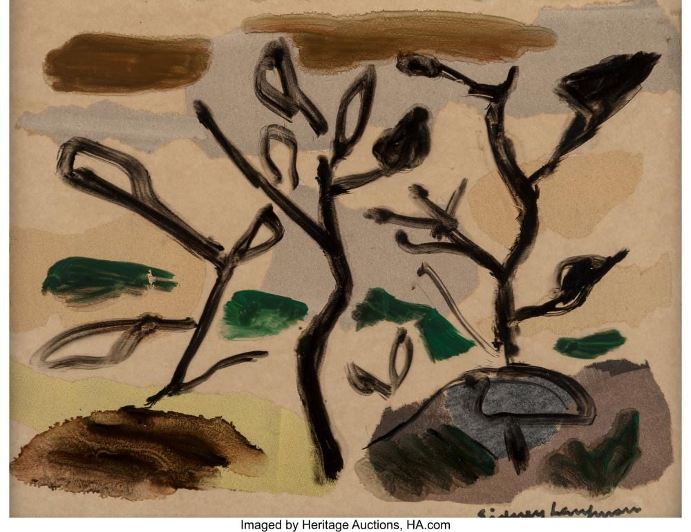 Sidney Laufman comparable auction result: sidney laufman american 1891 1985 landscape mixed media with collage on paper