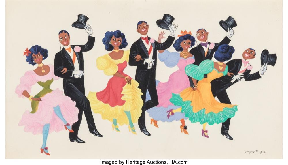 Lucille Corcos comparable auction result: lucille corcos american 1908 1973 group of two ink on paper tempera on card