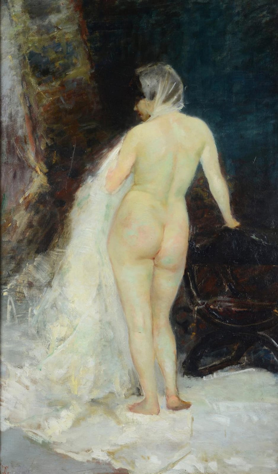 Giacomo Grosso comparable auction result: giacomo grosso cambiano 1860 torino 1938 nudo femminile di schiena
