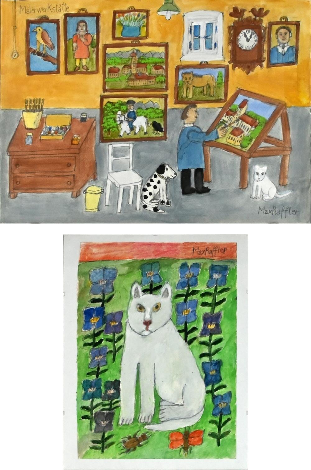 RAFFLER Max "Malerwerkstätte"/"Katze" sold by Auktionshaus Karrenbauer, lot 572 — auction record photograph