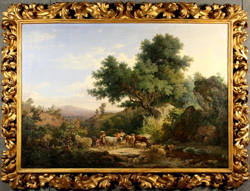 Pietro della Valle comparable auction result: pietro della valle painting landscape with shepherds and armments