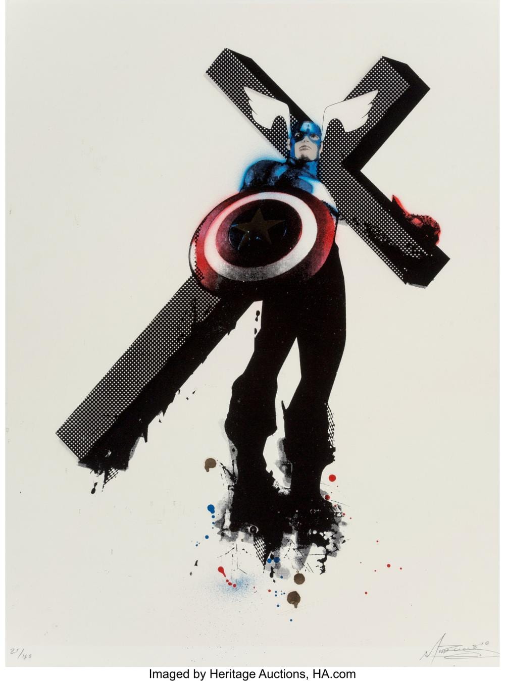 MISS BUGS comparable auction result: miss bugs 21st century carry your sins 2010 screenprint and stencil in colors