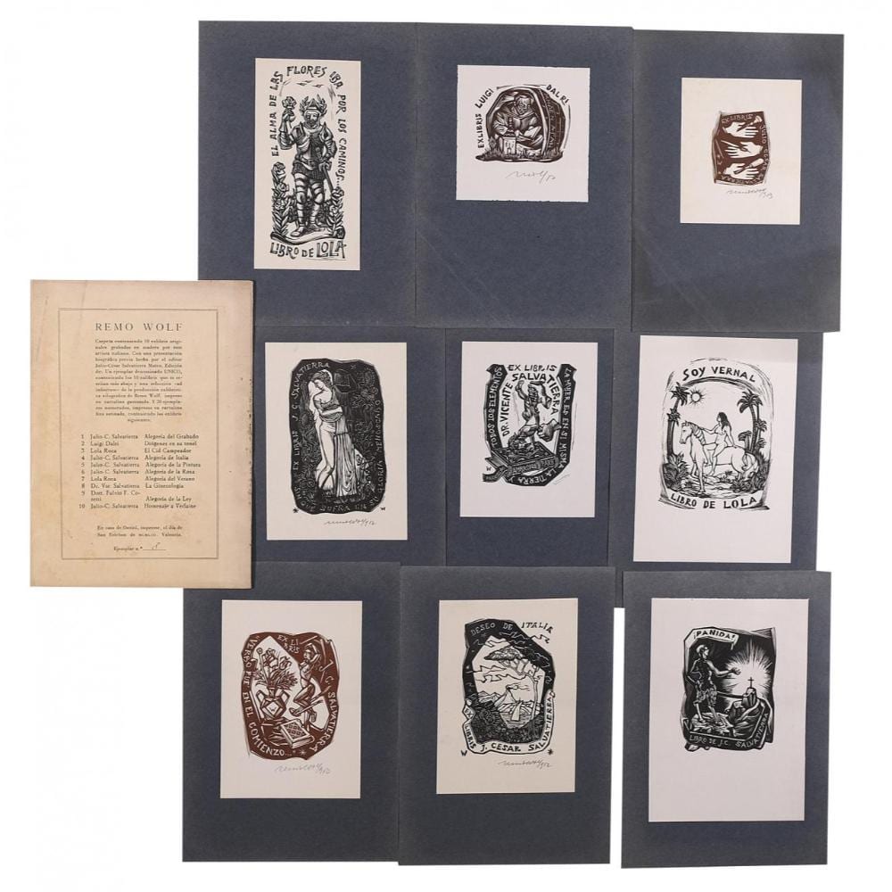 Remo Wolf comparable auction result: carpeta de exlibris