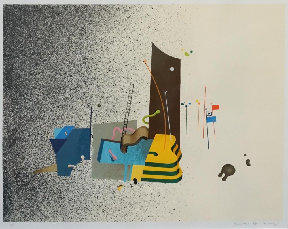 Yankel Ginsburg comparable auction result: yankel ginsburg israel b 1945 silkscreen sight size 15 x 19 frame 21 x 25 1 4 in 53 34 x 64 14 cm