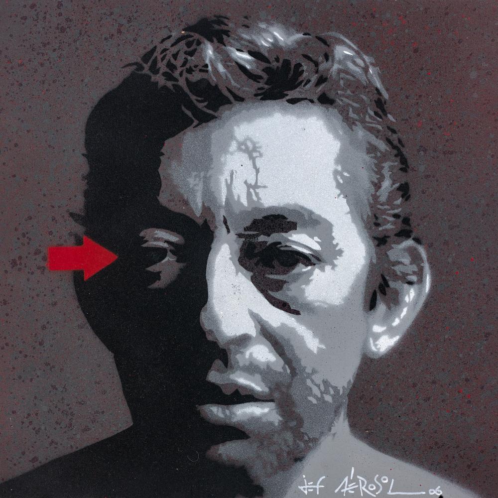 Jef Aerosol comparable auction result: jef aerosol fran ais n en 1957 serge gainsbourg 2006 pochoir et peinture a rosol sur panneau