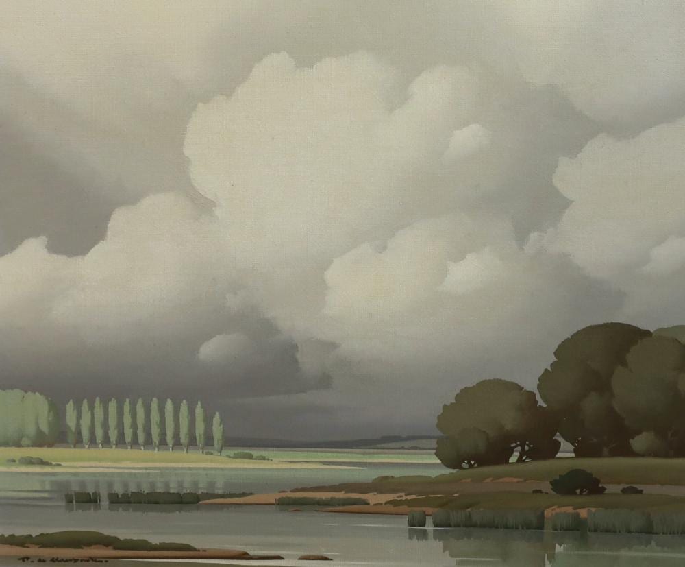 Pierre de Clausades comparable auction result: pierre de clausades french 1910 1976 river landscape with poplar trees oil on canvas 45 x 54cm
