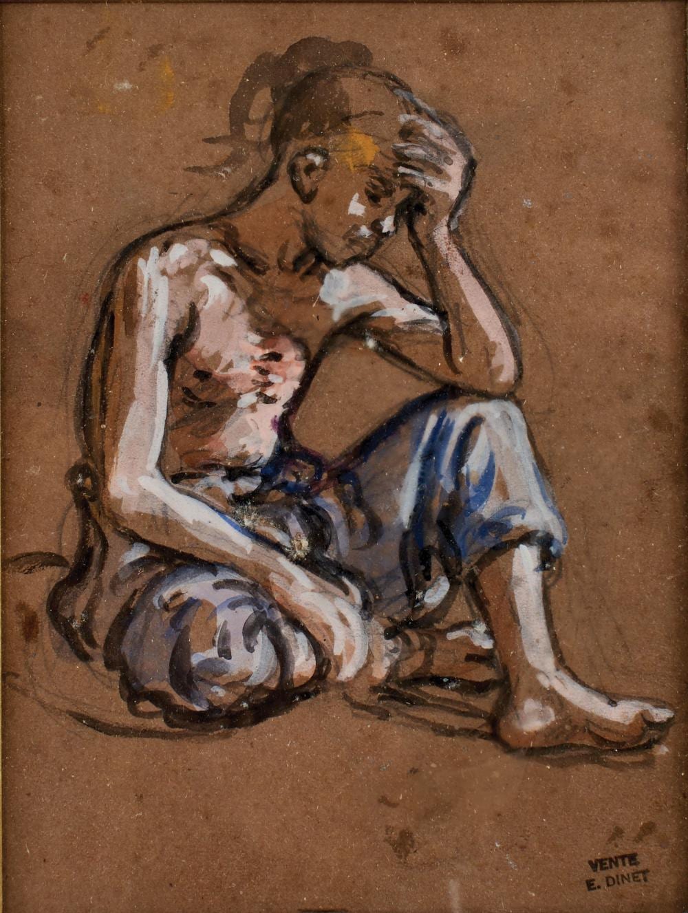 Etienne Dinet comparable auction result: etienne dinet paris 1861 1929 thinking boy