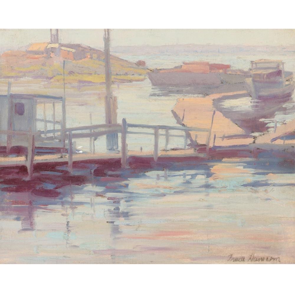 Gertrude Whitney comparable auction result: gertrude trude fandrich hanscom california 1890 1975 san pedro harbor oil on canvas 16 x 20 22 x 26 frame
