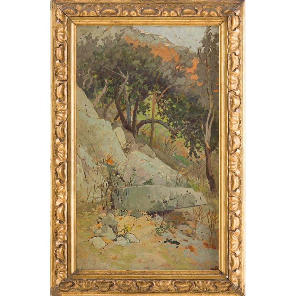 Rocco Lentini comparable auction result: rocco lentini scorcio di paesaggio montano olio su tavoletta