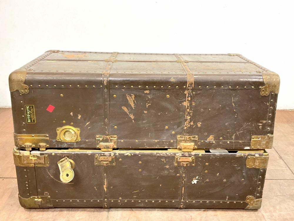 Vintage Wardrobe Steamer Trunk sold by EJ'S Auction & Appraisal, lot 2065 — auction record photograph