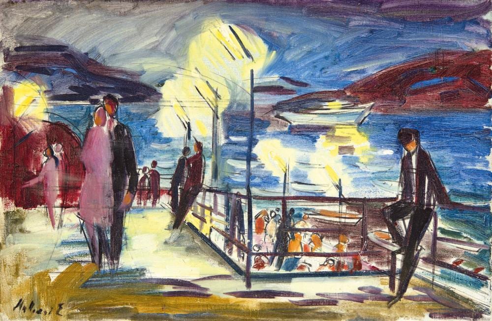 Eszter Mattioni comparable auction result: eszter mattioni 1902 1993 ligths at night on the pier