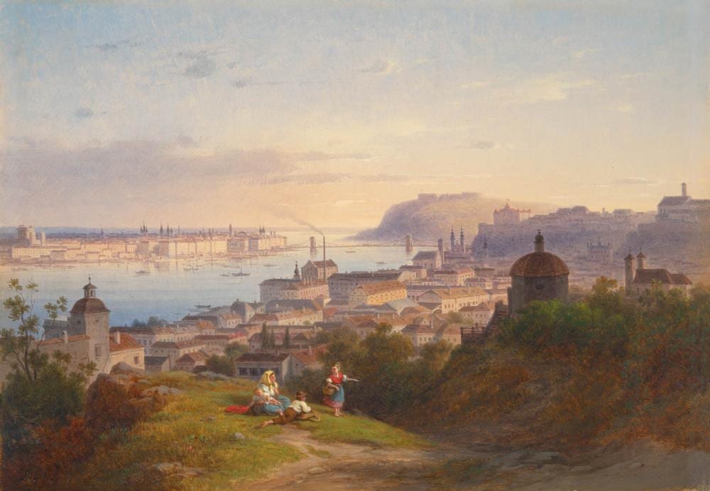 antal ligeti 1823 1890 view of buda and pest around 1870 · Virág Judit Gallery · 2022-12-19 Antal Ligeti comparable auction result: antal ligeti 1823 1890 view of buda and pest around 1870