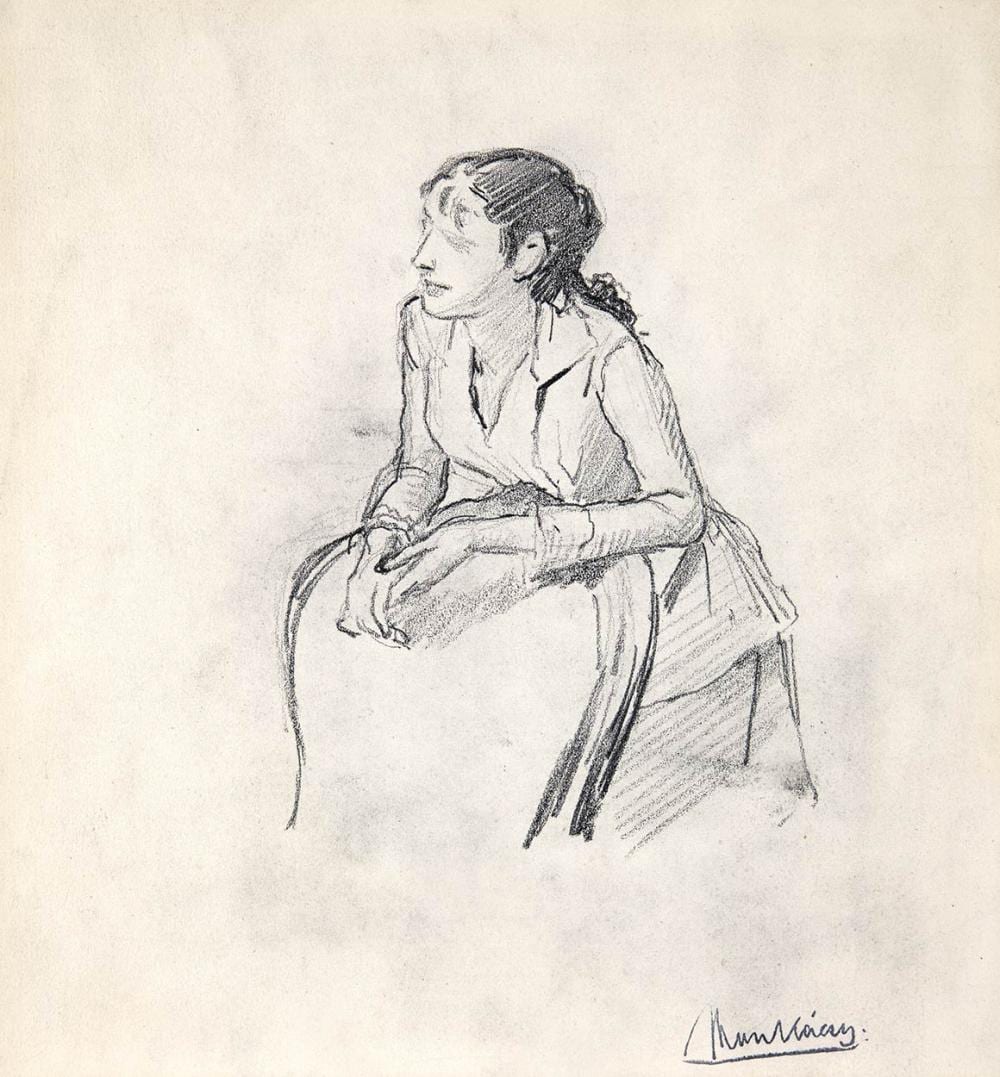 Munkacsy Mihaly comparable auction result: mih ly munk csy 1844 1900 study for the work titled as piano lesson