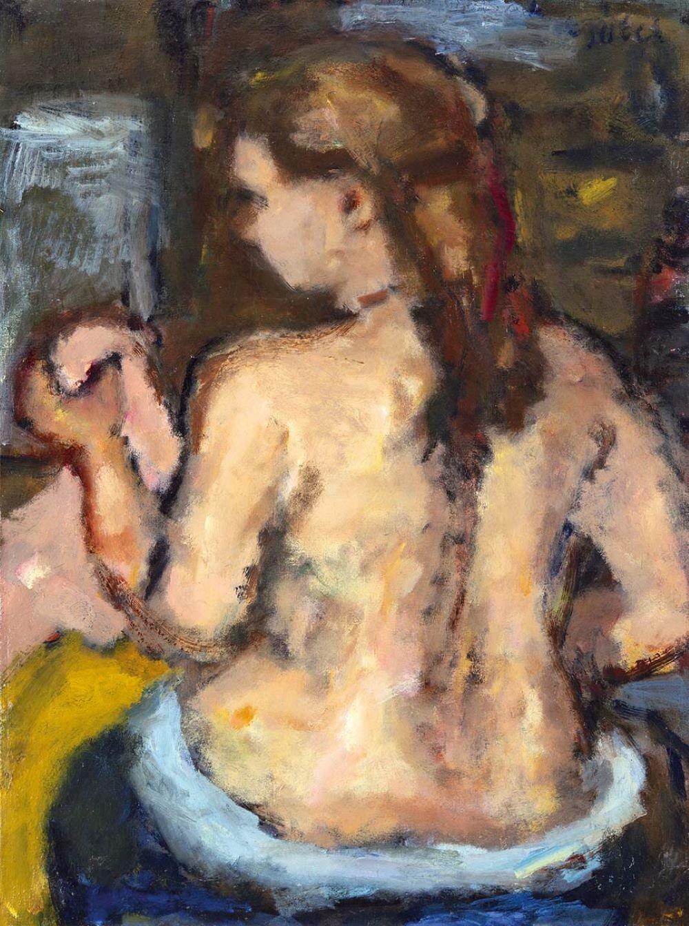 Béla Czóbel comparable auction result: b la cz bel 1883 1976 toilette female nude from the back 1950