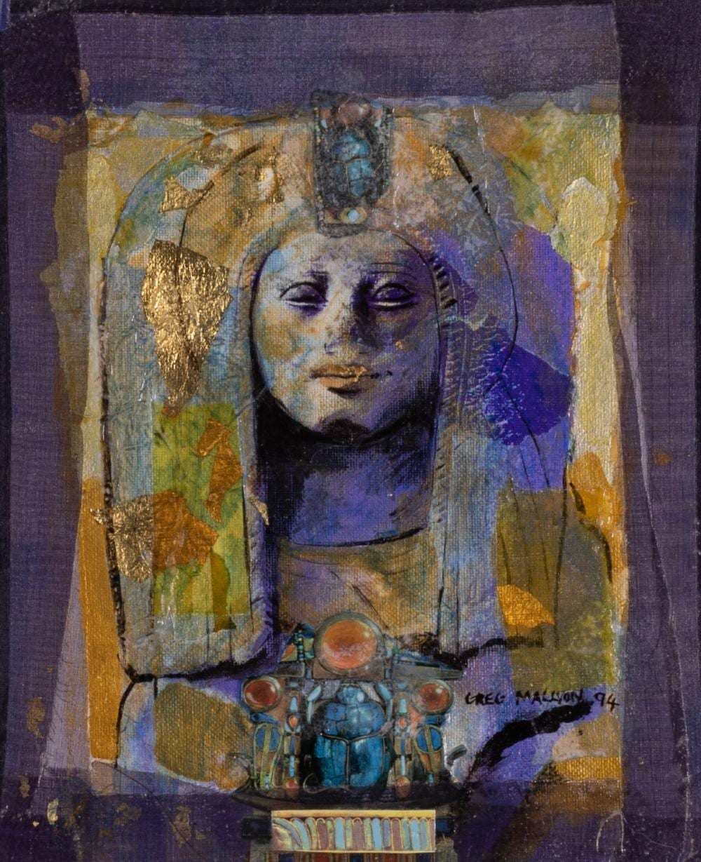 Greg Mallyon comparable auction result: greg mallyon born 1954 egyptian queen with scarabs 1994