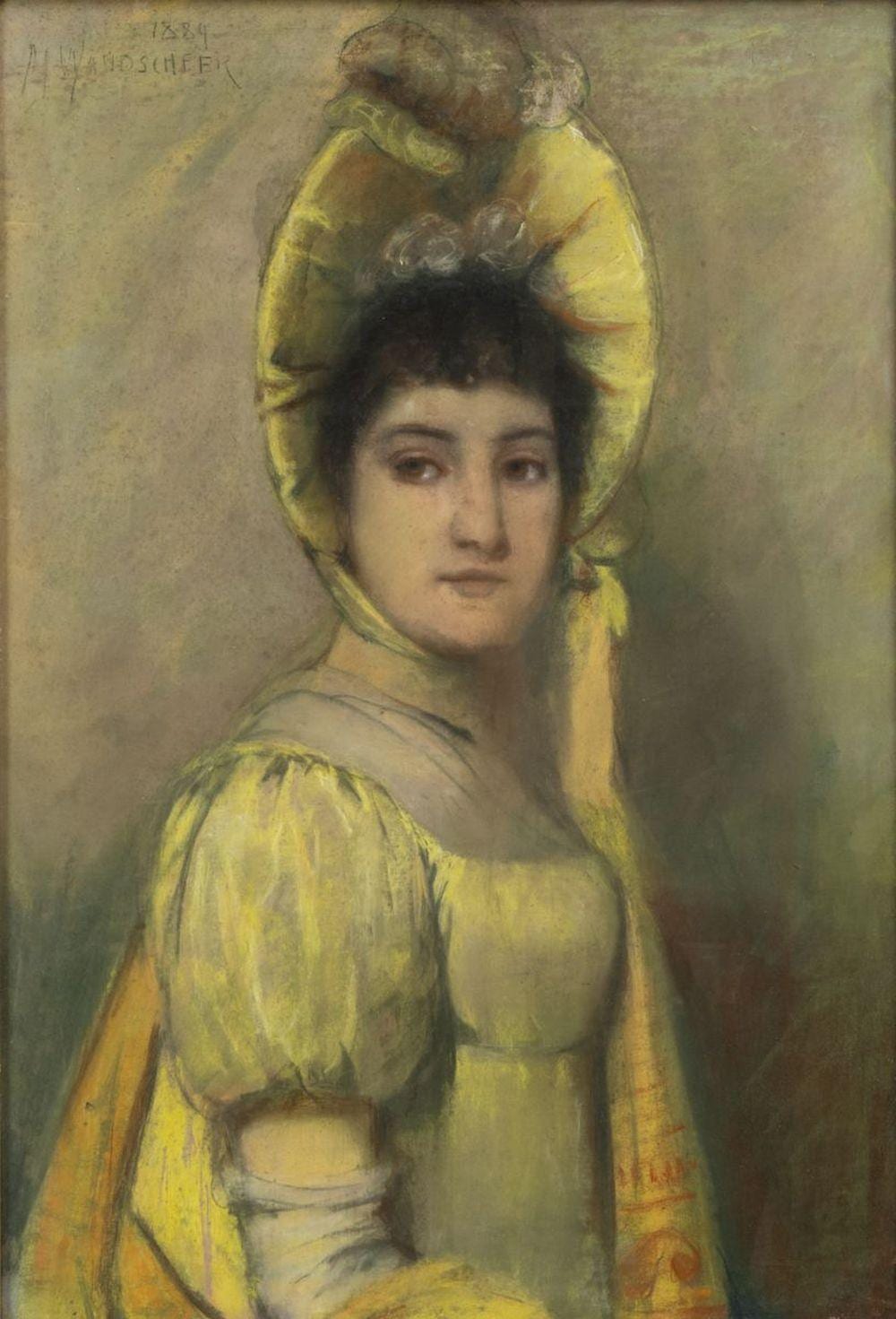 Maria Wilhelmina Wandscheer comparable auction result: marie wandscheer 1856 1936 portret van een vrouw met bonnet