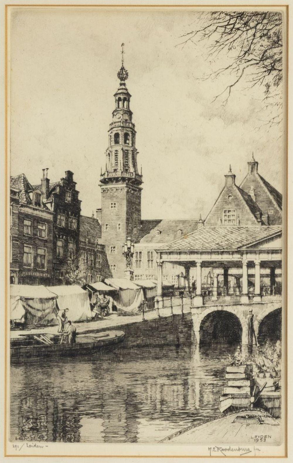 Hendrikus Elias Roodenburg comparable auction result: hendrikus elias roodenburg 1895 1987 koornbeursbrug en stadhuis te leiden