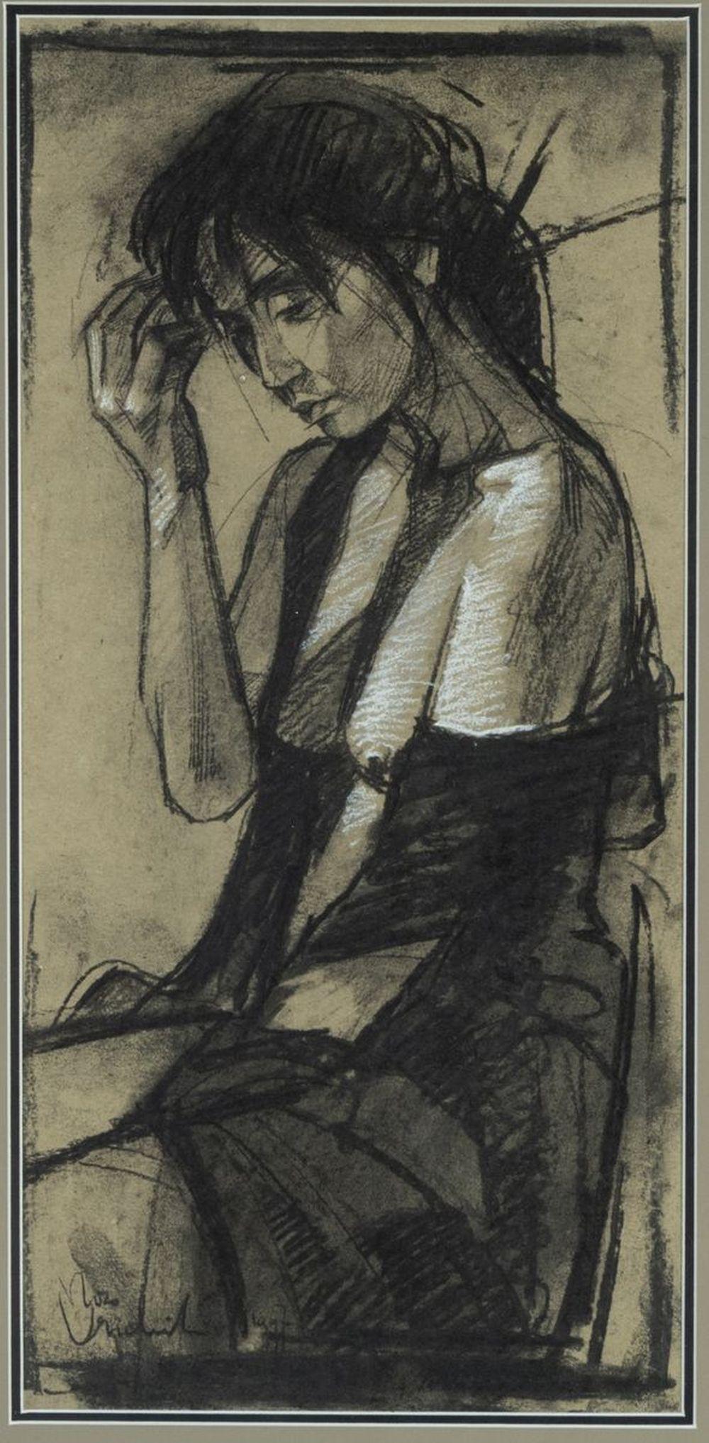 Nico Vrielink comparable auction result: nico vrielink 1958 zittende vrouw in omslagdoek