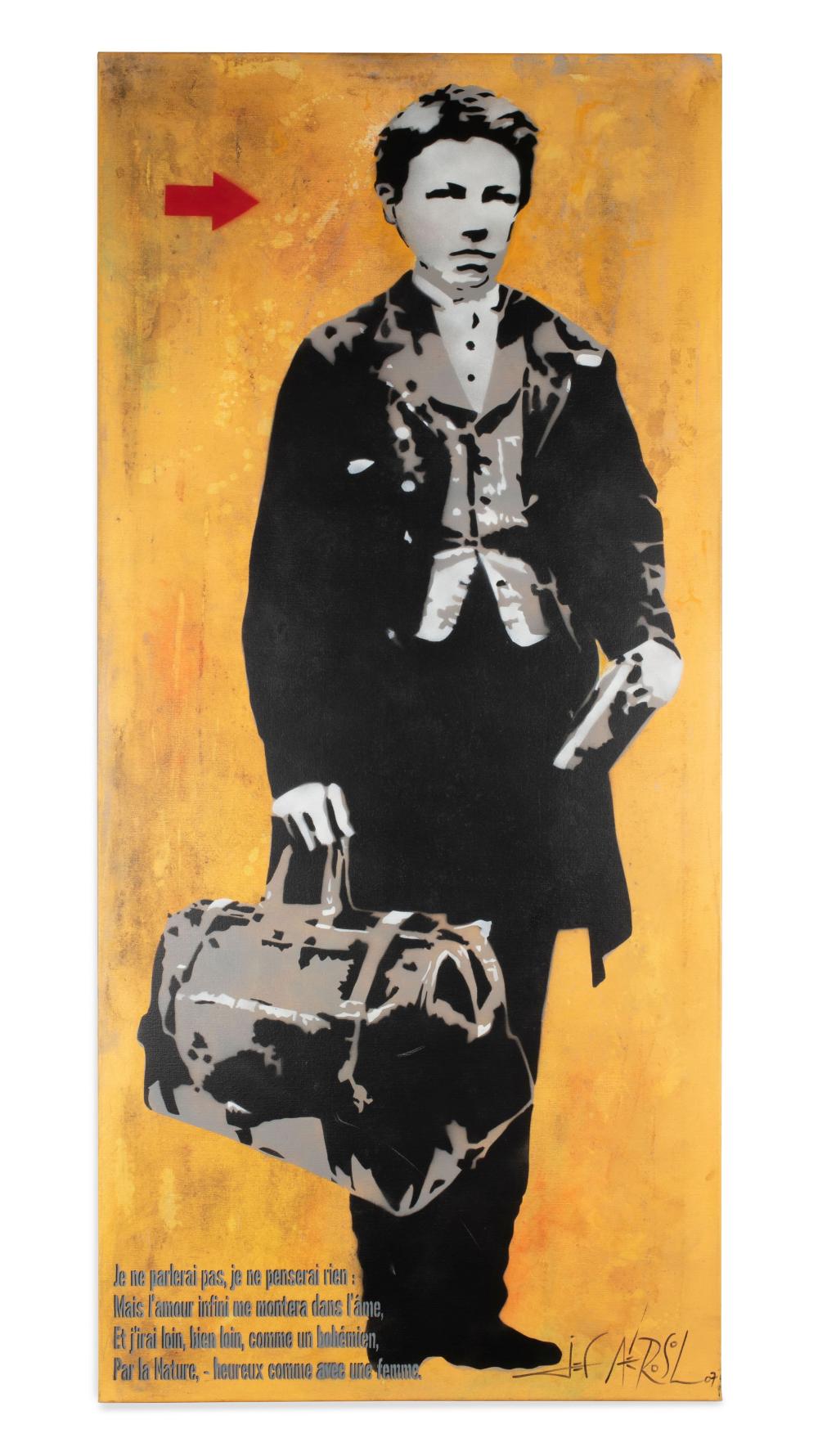 Jef Aerosol comparable auction result: jef aerosol fran ais n en 1957 rimbaud 2007 pochoir peinture a rosol et acrylique sur toile