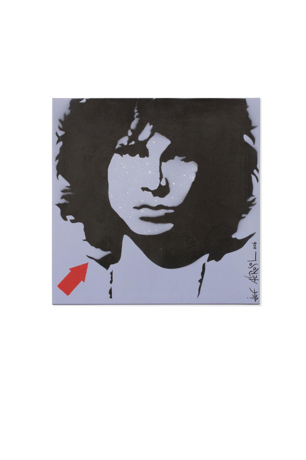 Jef Aerosol comparable auction result: jef aerosol fran ais n en 1957 icones 2006 ensemble de 4 toiles pochoir peinture a rosol et acrylique sur 4 toiles