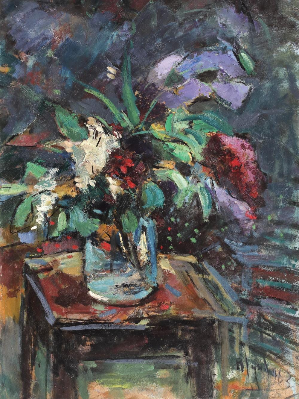 Iosif Rosenblut comparable auction result: iosif rosenblut glass with peonies and white lilac