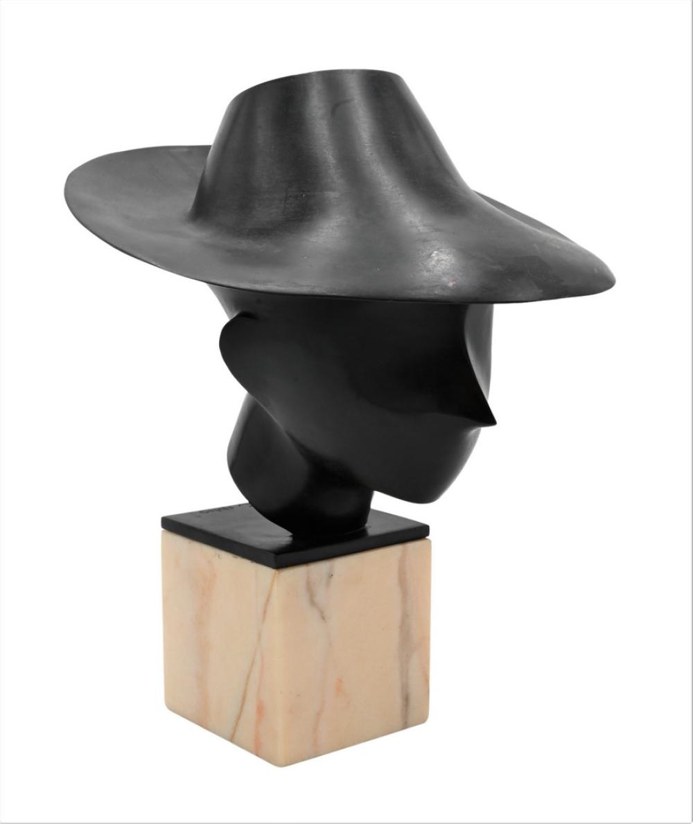 Harry Marinsky comparable auction result: harry marinsky 1909 2008 bronze head with hat on marble basesigned on base harry marinsky height 12 1 4 inchesprovenance f