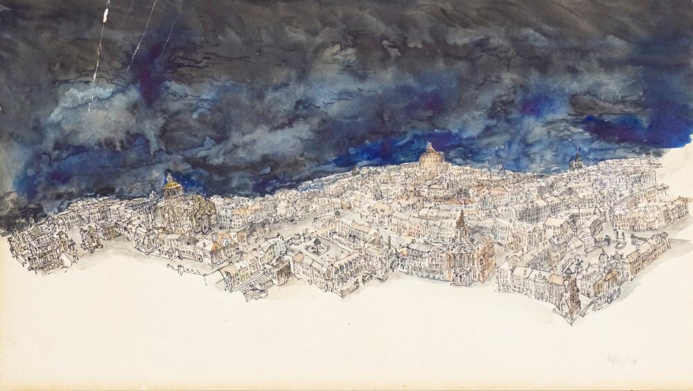 Róbert Nádler comparable auction result: robert nadler hungarian 1858 1938 budapest watercolor and ink on paper