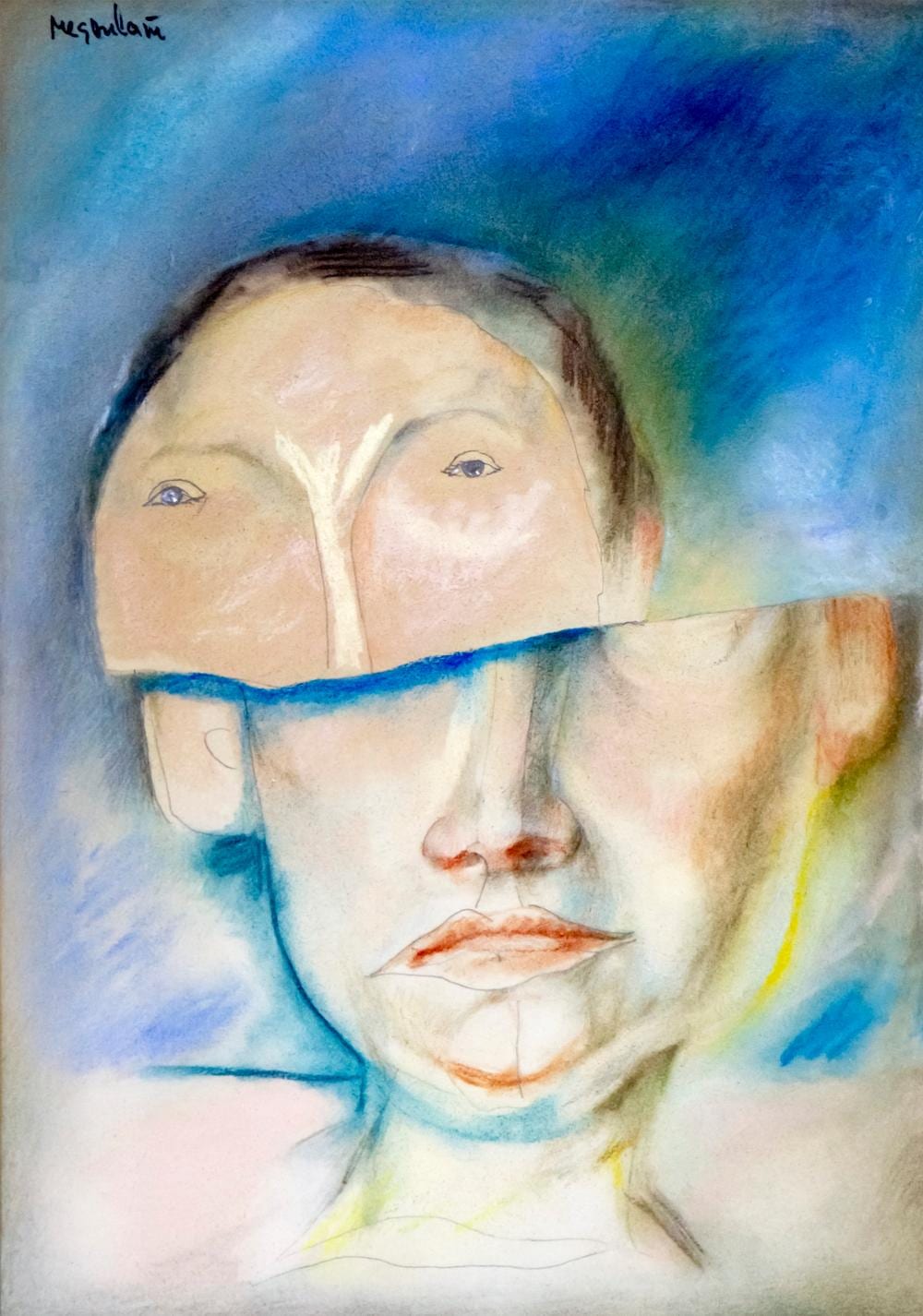 David Meshulam comparable auction result: david meshulam 1930 1987 split head pastel on paper