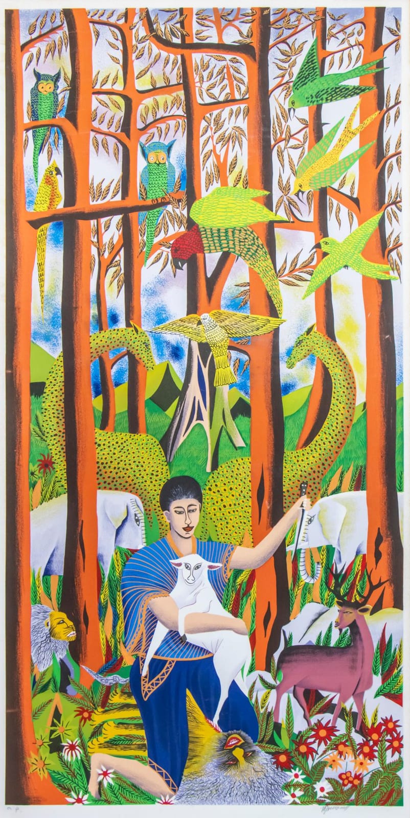Wilmino Domond comparable auction result: wilmino domond haitian 1925 2006 le sacrifice lithograph