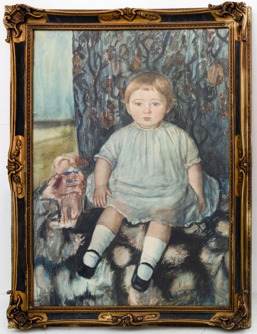 Maurycy Minkowski comparable auction result: minkowski portrait of an infant watercolor